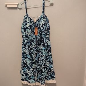 Blue Floral Spaghetti Strap Sundress